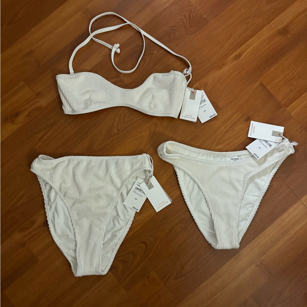 NWT good american white bikini set